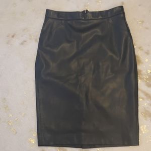 Anthropology black faux leather pencil skirt